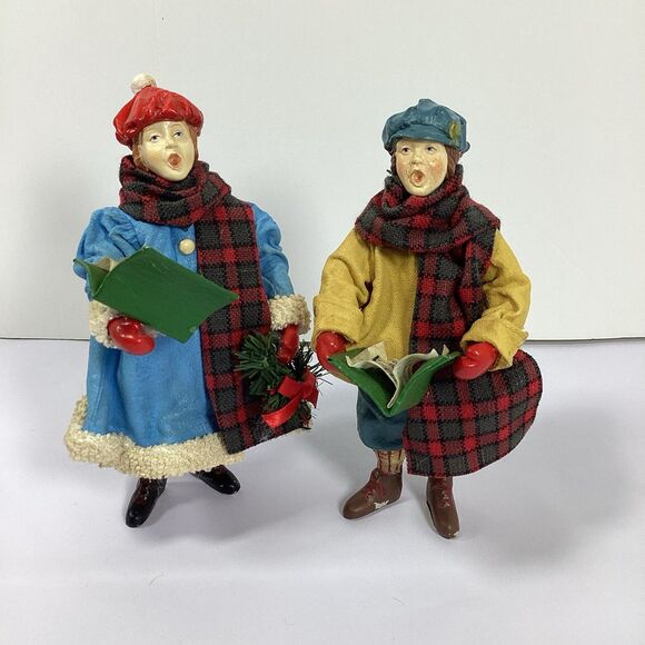 Two Vtg Clothtiques Possible Dreams Christmas Caroler Figures 1988 - Picture 1 of 8